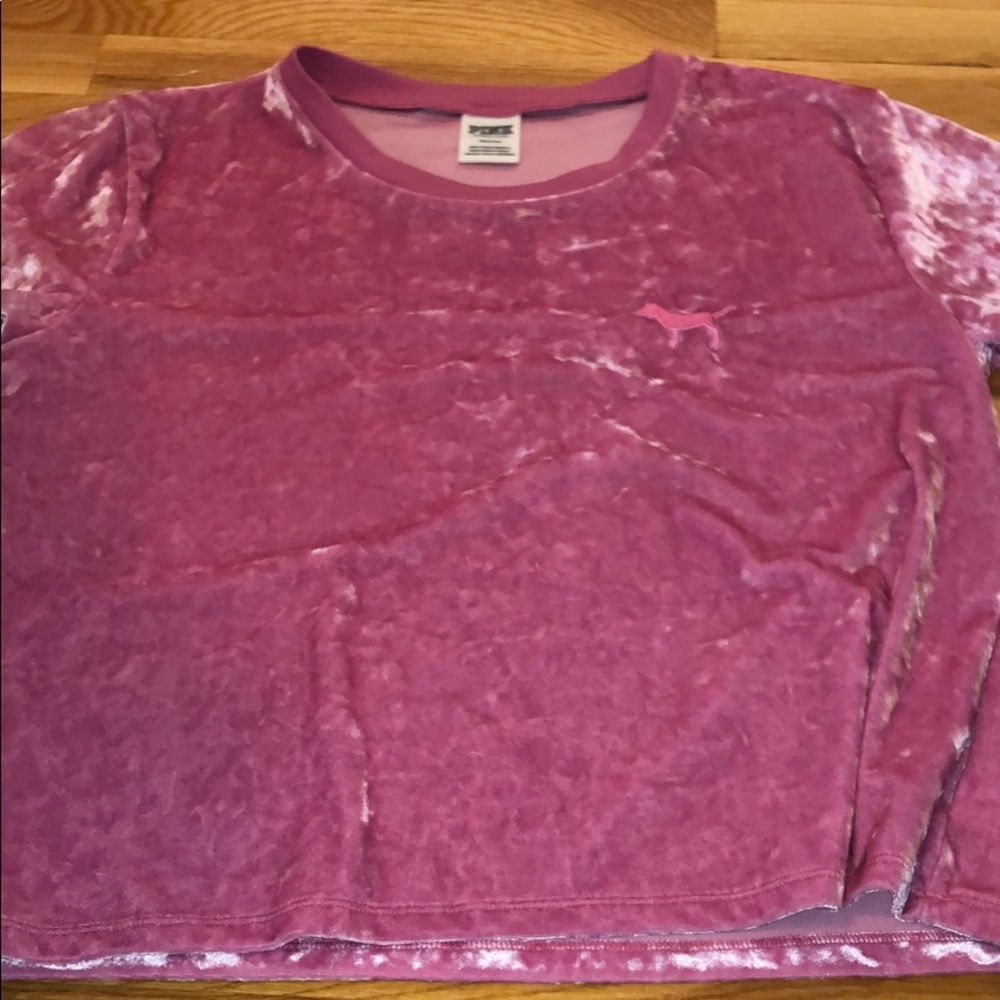 PINK velvet cropped tee